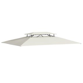 Techo de Repuesto 4x3 m para Cenador de Jardín 2 Niveles Transpirable con 8 Orificios de Drenaje Cubierta Superior de Reemplazo para Pabellón Gazebo Exterior Beige