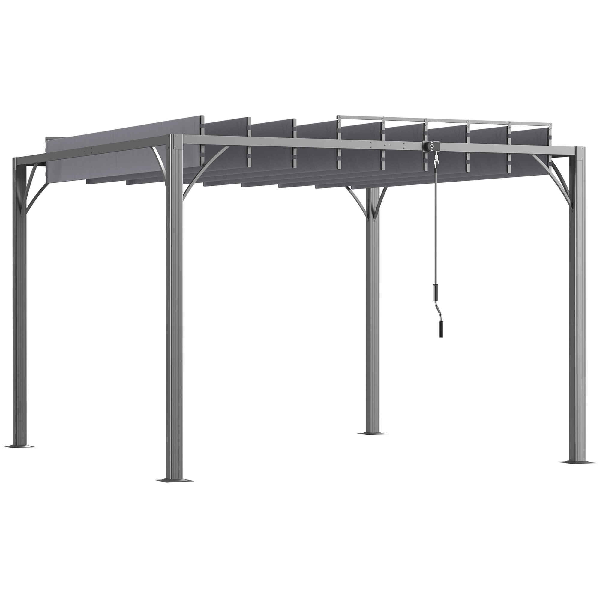 Cenador de Jardín 3x3 m Pérgola Gazebo con Diseño de Lamas Superior Giratorio hasta 135° Marco de Aluminio y Protección UV 50+ Pabellón para Patio Terraza Balcón Gris