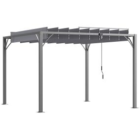 Cenador de Jardín 3x3 m Pérgola Gazebo con Diseño de Lamas Superior Giratorio hasta 135° Marco de Aluminio y Protección UV 50+ Pabellón para Patio Terraza Balcón Gris