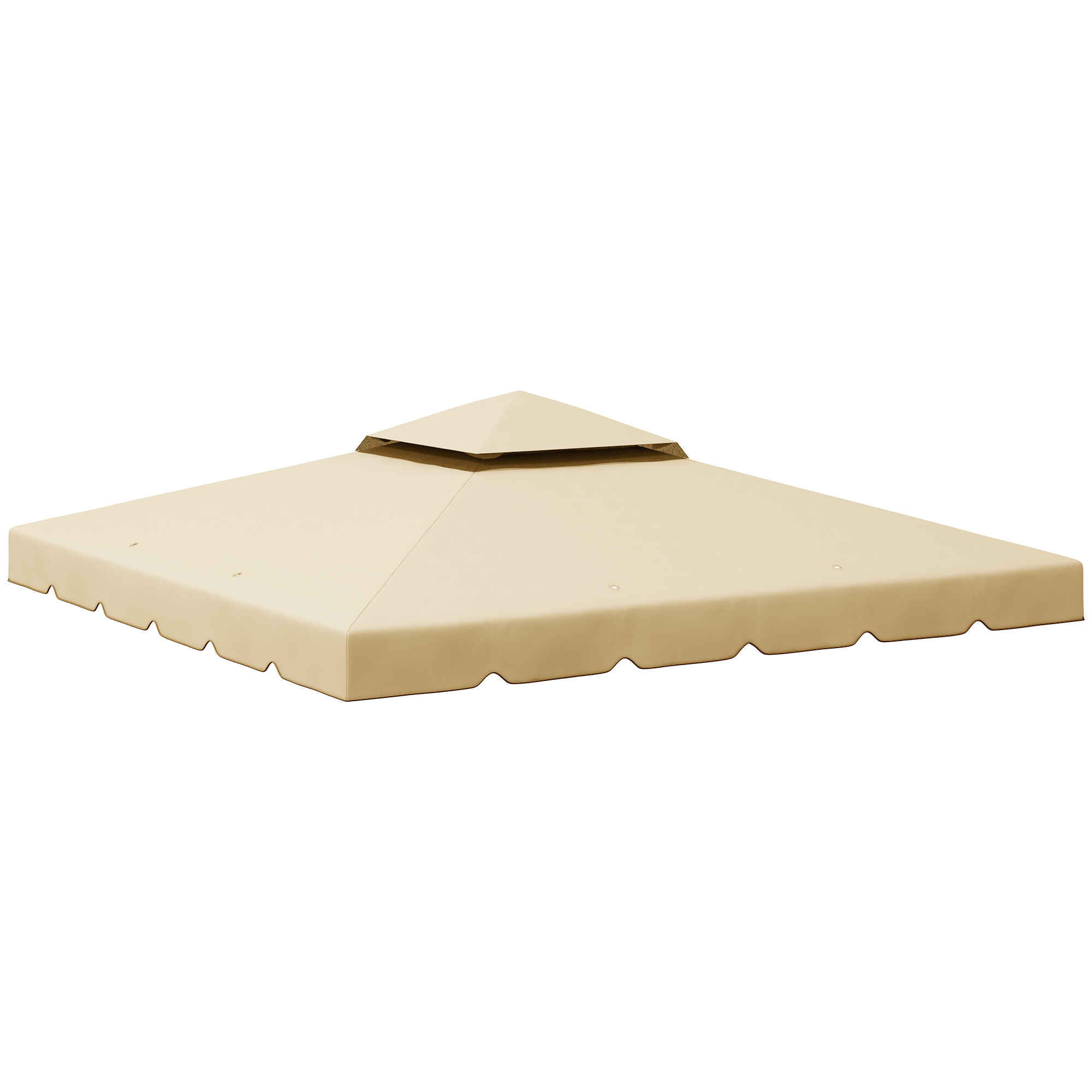 Techo de Repuesto para Cenador 3x3 m Cubierta de Repuesto con Techo Doble con 8 Orificios de Drenaje Toldo de Recambio para Pabellón Gazebo Beige