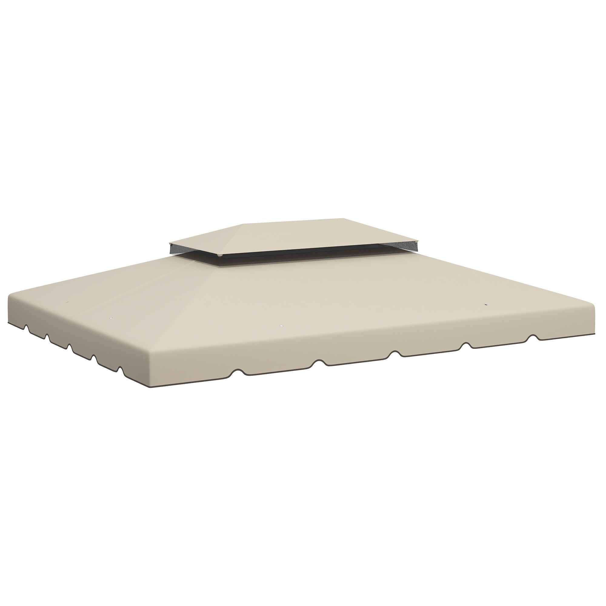Techo de Repuesto para Cenador 4x3 m Cubierta de Repuesto con Techo Doble con 8 Orificios de Drenaje Toldo de Recambio para Pabellón Gazebo Beige