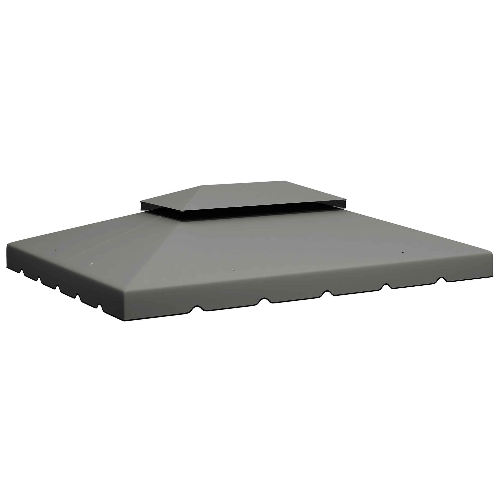 Techo de Repuesto para Cenador 4x3 m Cubierta de Repuesto con Techo Doble con 8 Orificios de Drenaje Toldo de Recambio para Pabellón Gazebo Gris Claro