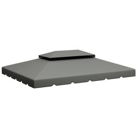 Techo de Repuesto para Cenador 4x3 m Cubierta de Repuesto con Techo Doble con 8 Orificios de Drenaje Toldo de Recambio para Pabellón Gazebo Gris Claro