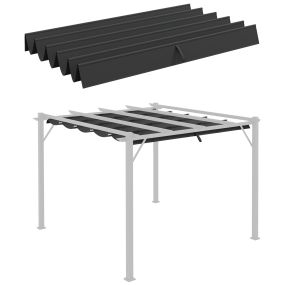 Techo de Pérgola 2,5x2,55 m Techo de Repuesto Retráctil para Sombrilla Toldo de Tela para Cenador Jardín con 10 Orificios de Drenaje Gris Oscuro