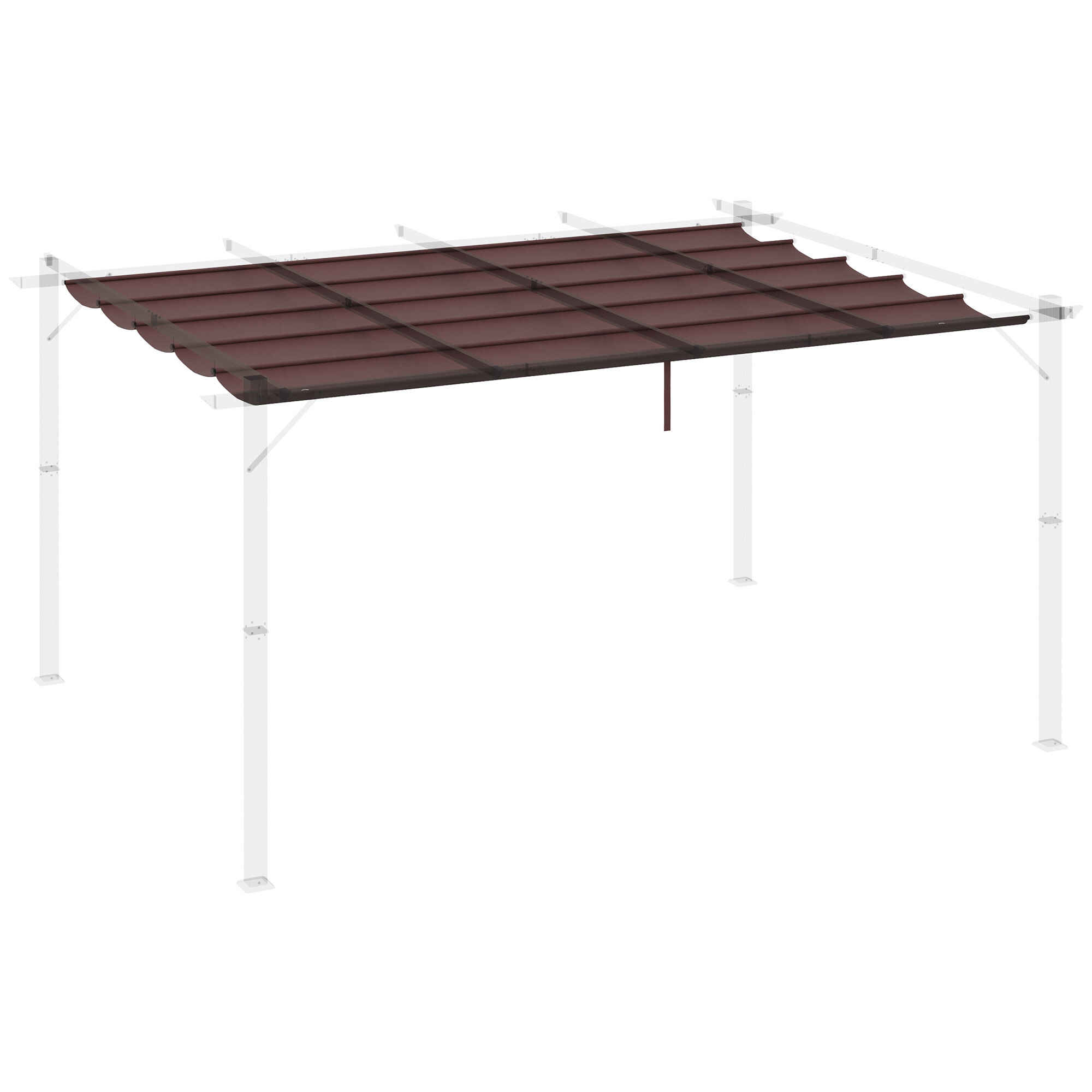 Techo de Pérgola 3,5x2,6 m Techo de Repuesto Retráctil para Sombrilla Toldo de Tela para Cenador Jardín con 10 Orificios de Drenaje Café