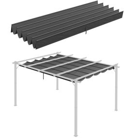 Techo de Pérgola 3,5x2,5 m Techo de Repuesto Retráctil para Sombrilla Toldo de Tela para Cenador Jardín con 10 Orificios de Drenaje Gris Oscuro
