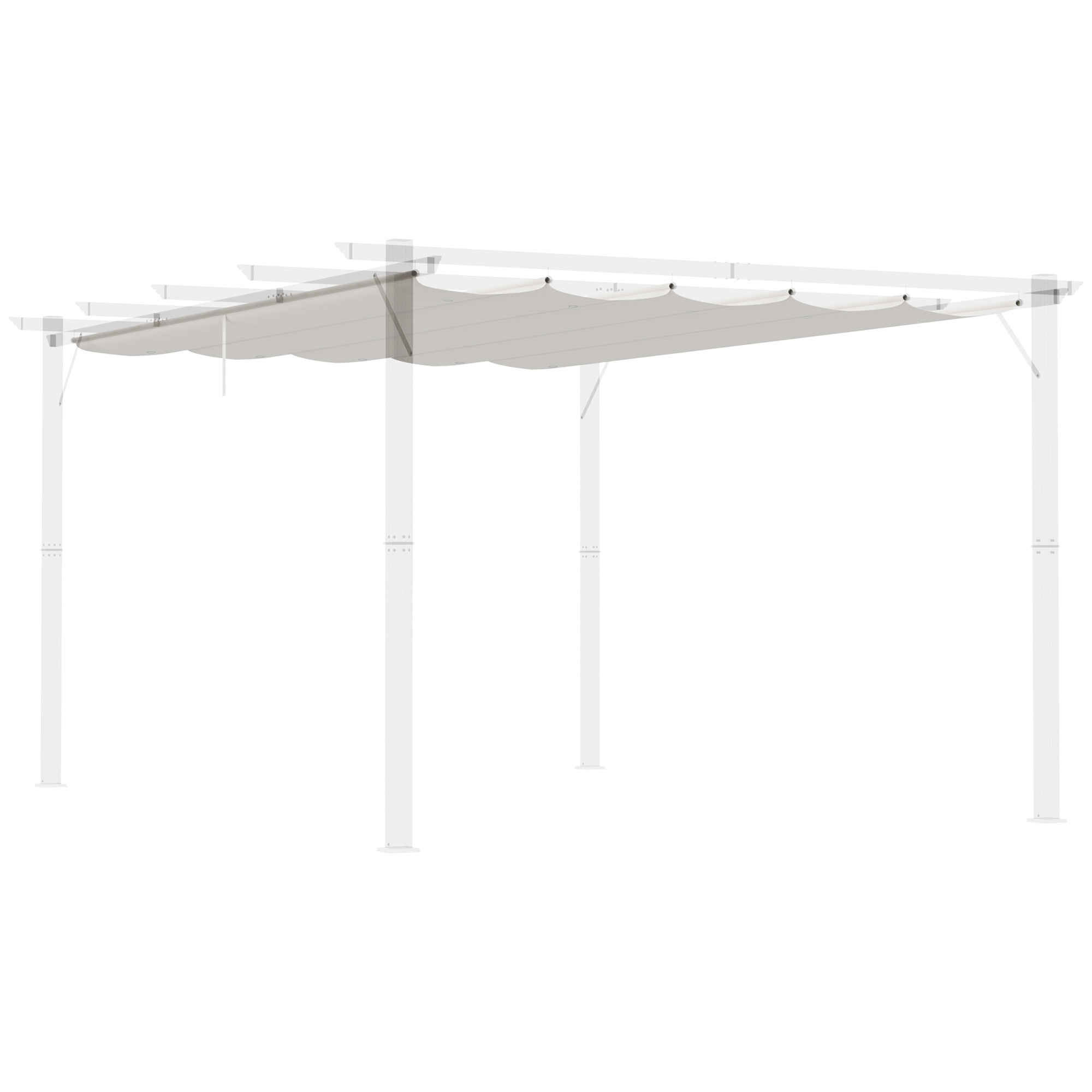 Techo de Pérgola 3,5x2,6 m Techo de Repuesto Retráctil para Sombrilla Toldo de Tela para Cenador Jardín con 10 Orificios de Drenaje Crema