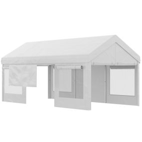 Carpa de Jardín 6x3 m Carpa para Fiestas Cenador de Exterior con 3 Puertas Extraíbles Ventanas de Malla Enrollables para Terraza Bodas Eventos Blanco