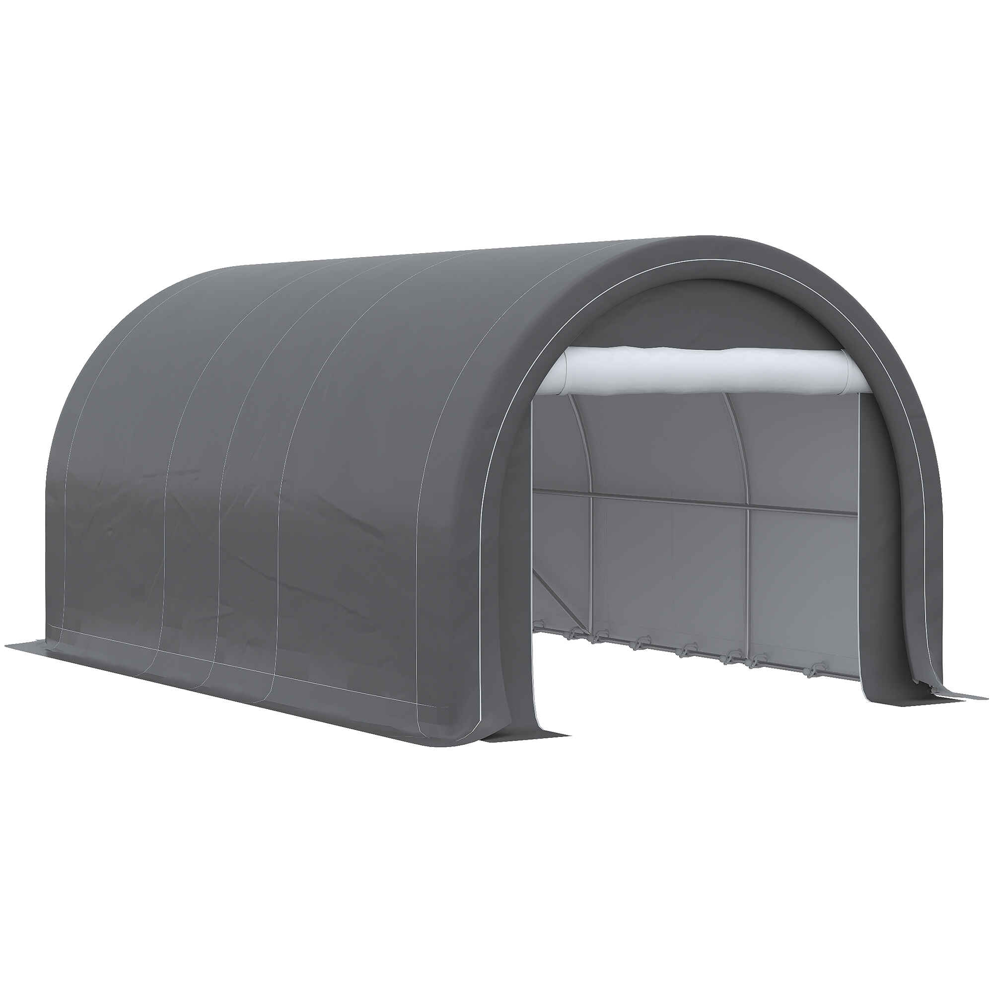Garaje Exterior para Coche 5x3 m Carpa Garaje para Coche Anti-UV con Toldo de Tela PE Desmontable y Marco de Acero Galvanizado Gris