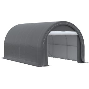 Garaje Exterior para Coche 5x3 m Carpa Garaje para Coche Anti-UV con Toldo de Tela PE Desmontable y Marco de Acero Galvanizado Gris