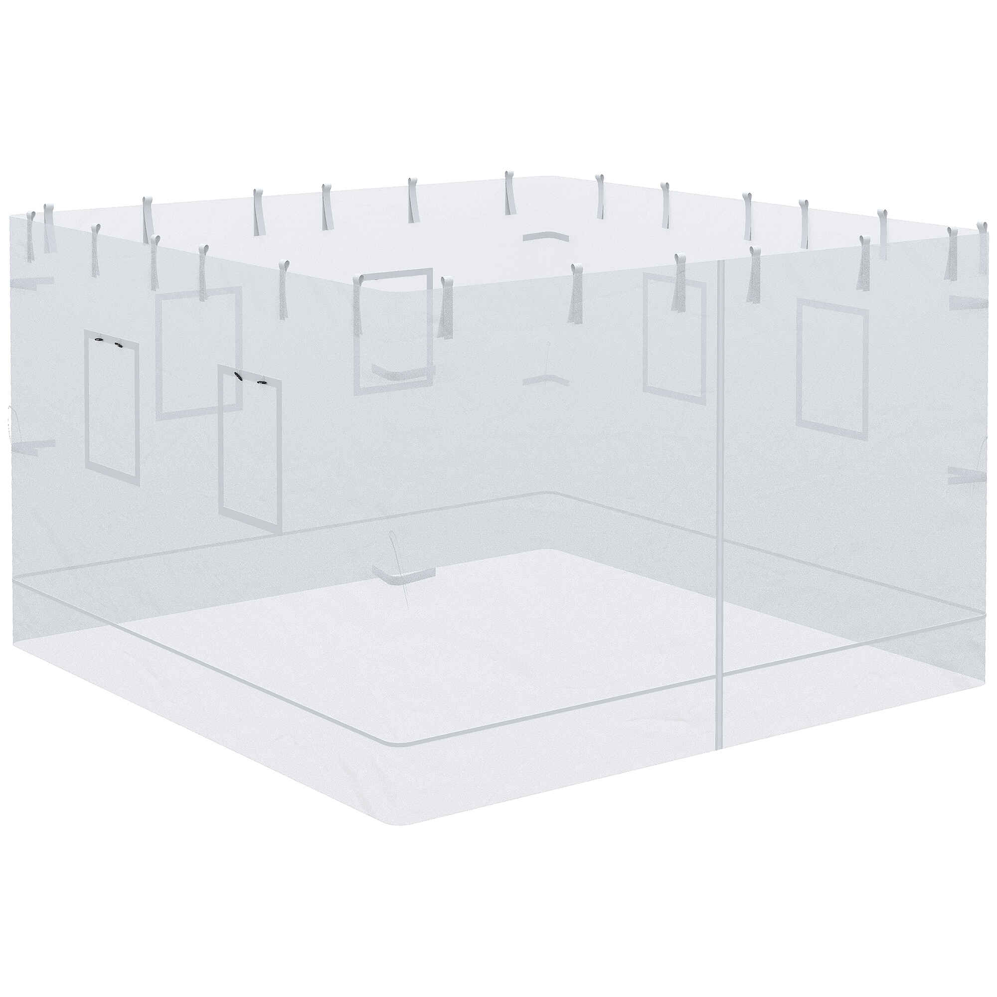4 Paredes Laterales para Carpa 300x195 cm Mosquitera para Cenador con 6 Ventanas Enrollable Puerta con Cremallera y Bolsa de Transporte Adecuado para Carpa de 3x3 m Blanco