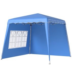 Carpa Plegable Pop-up 3x3 m Cenador Pabellón de Jardín con 2 Paredes Laterales Altura Ajustable y Bolsa de Transporte Protección UV50+ Impermeable Gazebo para Camping Fiestas Exterior Azul