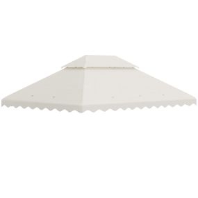 Techo de Repuesto para Carpa 4x3 m Cubierta de Reemplazo con Techo de Doble Ventilación y 10 Orificios de Drenaje para Patio Jardín Aire Libre Crema