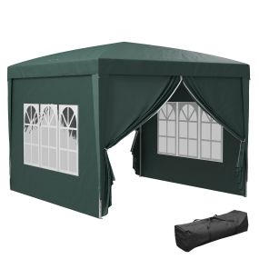 Carpa Plegable Pop-up Gazebo 3x3 m Cenador Plegable con 4 Paredes Laterales Anti-UV y Bolsa de Transporte para Camping Fiestas Verde