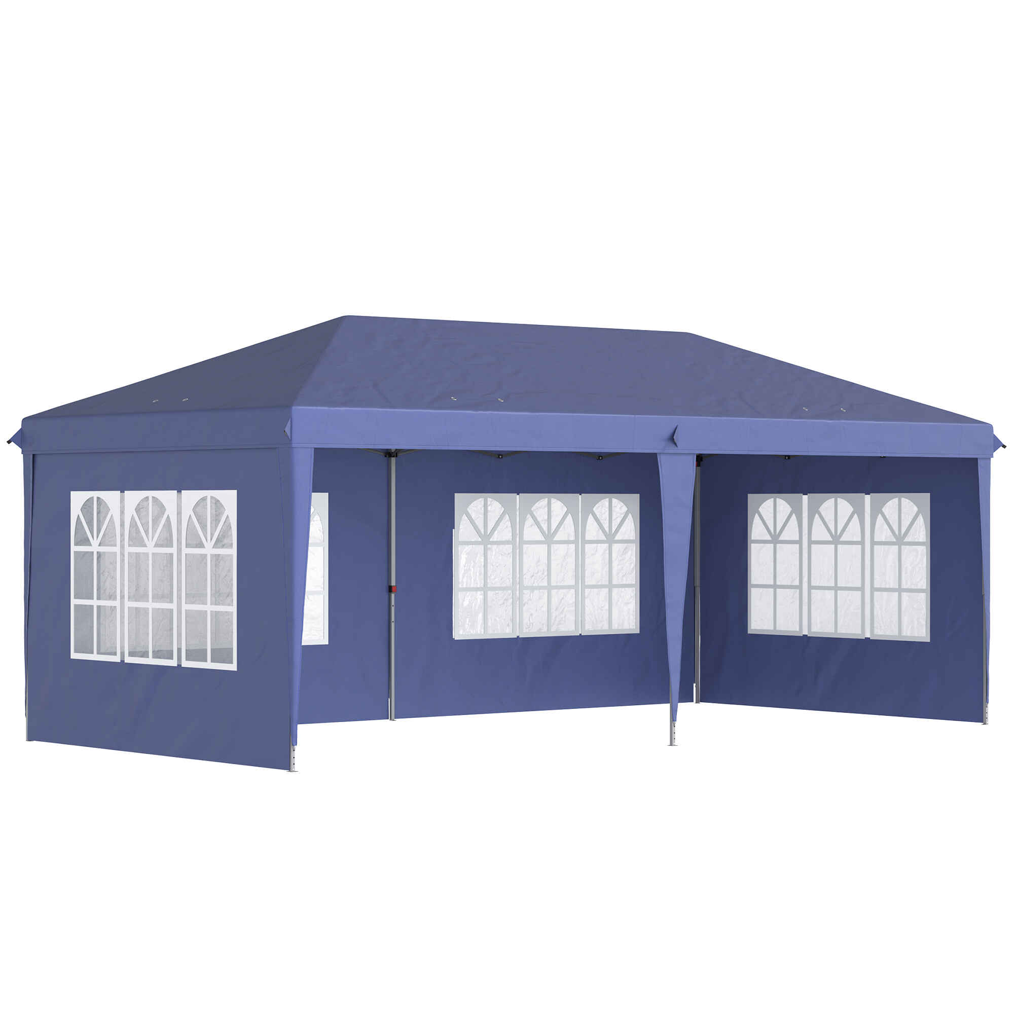 Carpa Plegable 6x3 m con 4 Laterales Desmontables Cenador de Jardín con 4 Ventanas Visibles y Bolsa de Transporte Impermeable Gazebo para Exterior Patio Terraza Azul