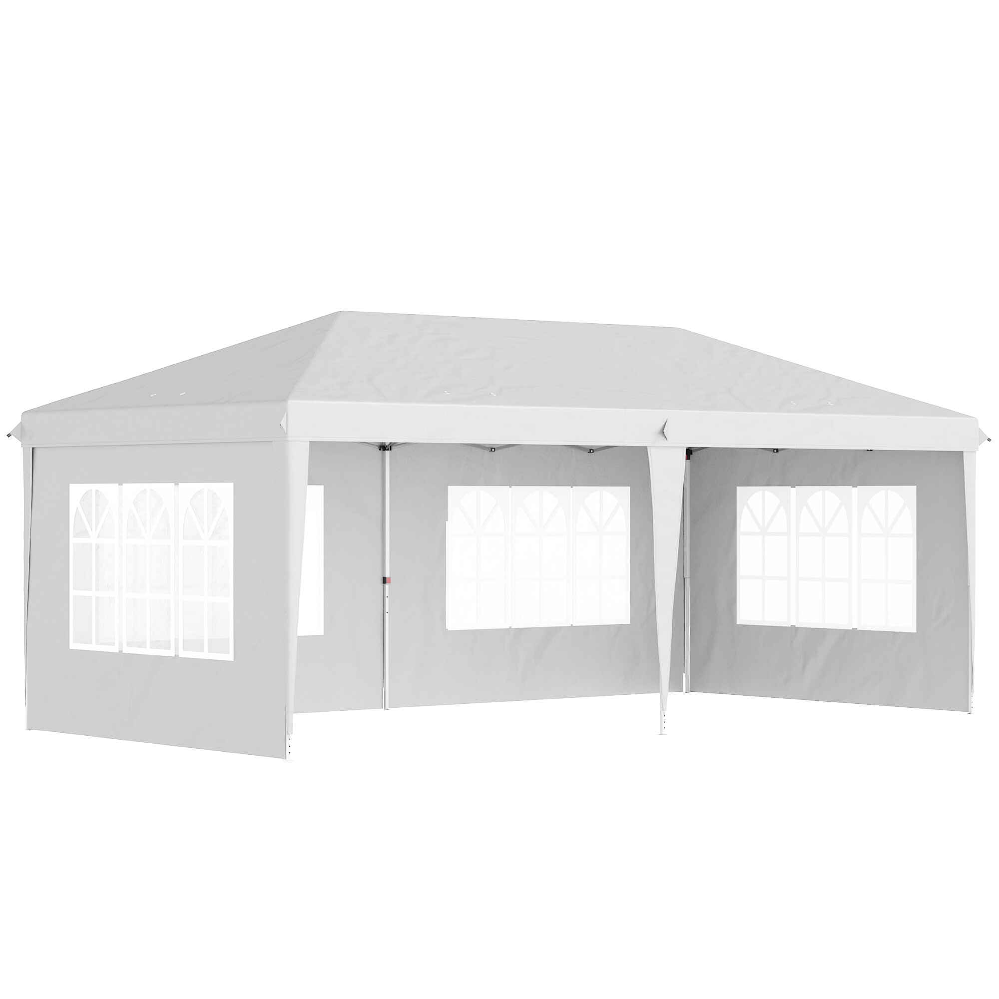 Carpa Plegable 6x3 m con 4 Laterales Desmontables Cenador de Jardín con 4 Ventanas Visibles y Bolsa de Transporte Impermeable Gazebo para Exterior Patio Terraza Blanco