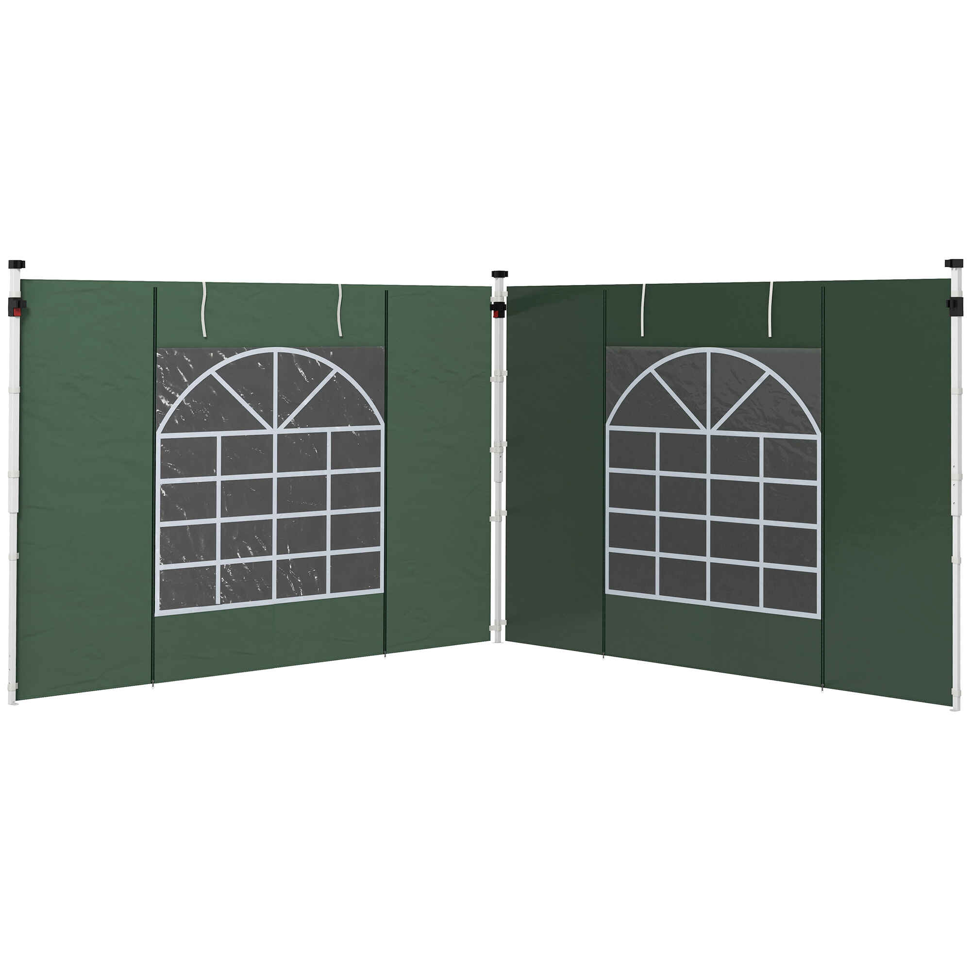 Paredes Laterales para Carpa de 2 Paneles 295x195 cm Cortina Lateral de Tela con Ventana Enrollable y Puerta con Cremallera para Carpa 3x3 m o 3x6 m Verde