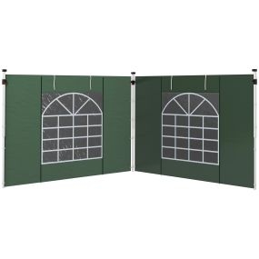 Paredes Laterales para Carpa de 2 Paneles 295x195 cm Cortina Lateral de Tela  con Ventana Enrollable y Puerta con Cremallera para Carpa 3x3 m o 3x6 m Verde