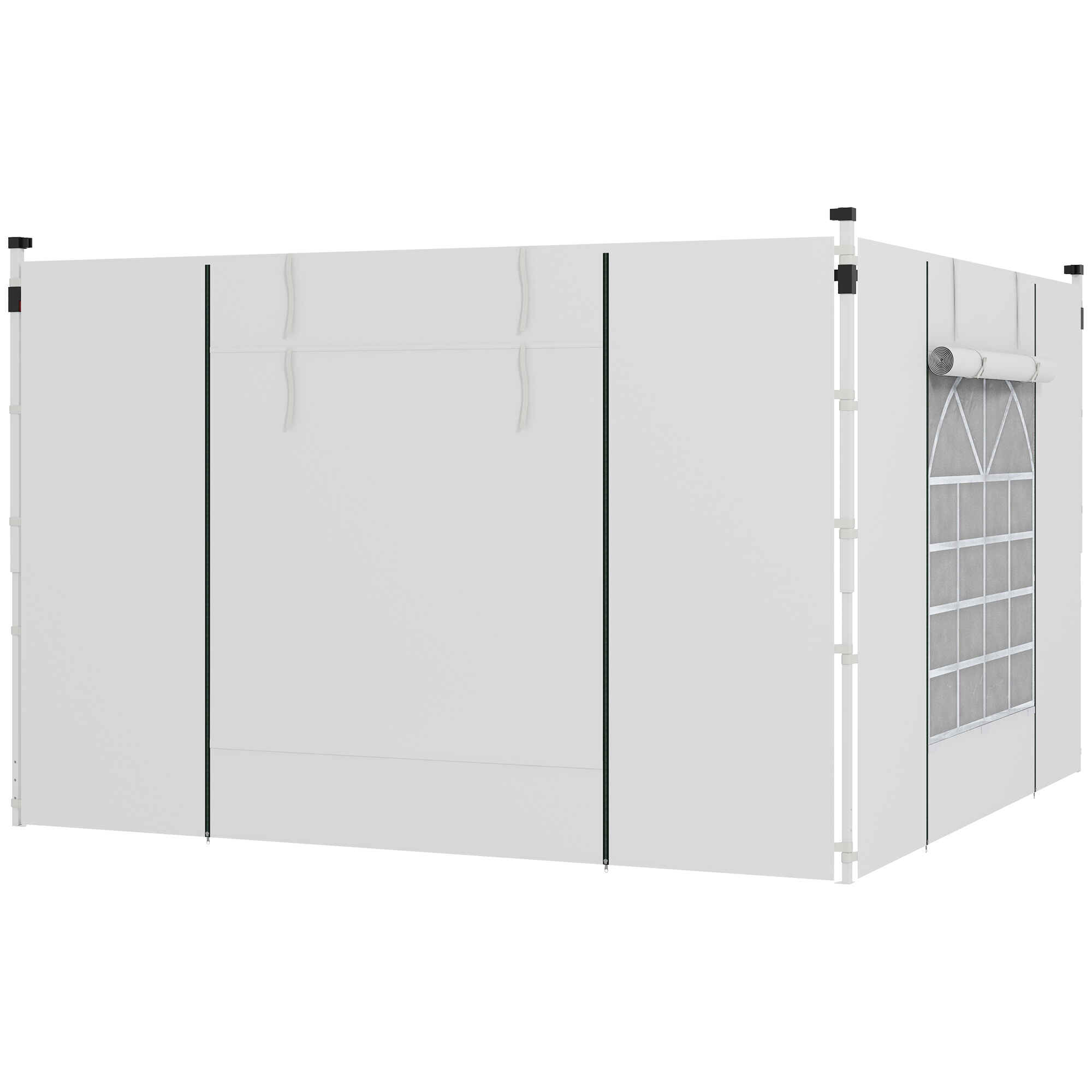 Paredes Laterales para Carpa de 2 Paneles 295x195 cm Cortina Lateral de Tela con Ventana Enrollable y Puerta con Cremallera para Carpa 3x3 m o 3x6 m Blanco