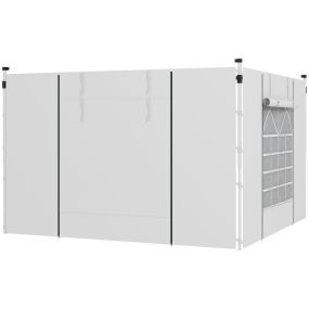 Paredes Laterales para Carpa de 2 Paneles 295x195 cm Cortina Lateral de Tela  con Ventana Enrollable y Puerta con Cremallera para Carpa 3x3 m o 3x6 m Blanco