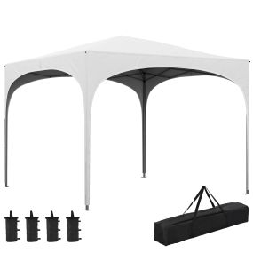 Carpa Plegable 3x3 m Cenador de Jardín Altura Ajustable con Bolsa de Transporte Impermeable Anti-UV y Bolsas de Arena Gazebo para Exteriores Jardín Patio Blanco