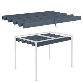 Techo de Pérgola 3x2,5 m Techo de Repuesto Retráctil para Sombrilla Toldo de Tela para Cenador Jardín con 8 Orificios de Drenaje Gris Oscuro