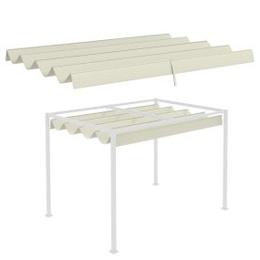 Techo de Pérgola 3x2,5 m Techo de Repuesto Retráctil para Sombrilla Toldo de Tela para Cenador Jardín con 8 Orificios de Drenaje Crema