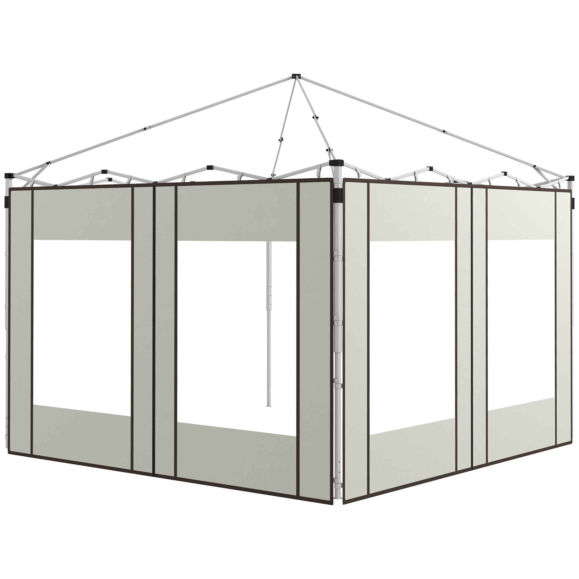 Paredes Laterales para Carpa de 2 Paneles 295x195 cm Paredes Laterales de Repuesto de Tela con 2 Ventanas para Carpas de 6x3 m 3x3 m Crema
