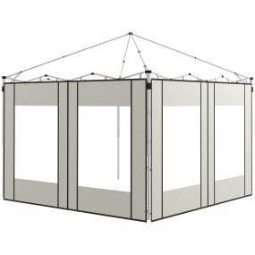 Paredes Laterales para Carpa de 2 Paneles 295x195 cm Paredes Laterales de Repuesto de Tela  con 2 Ventanas para Carpas de 6x3 m 3x3 m Crema