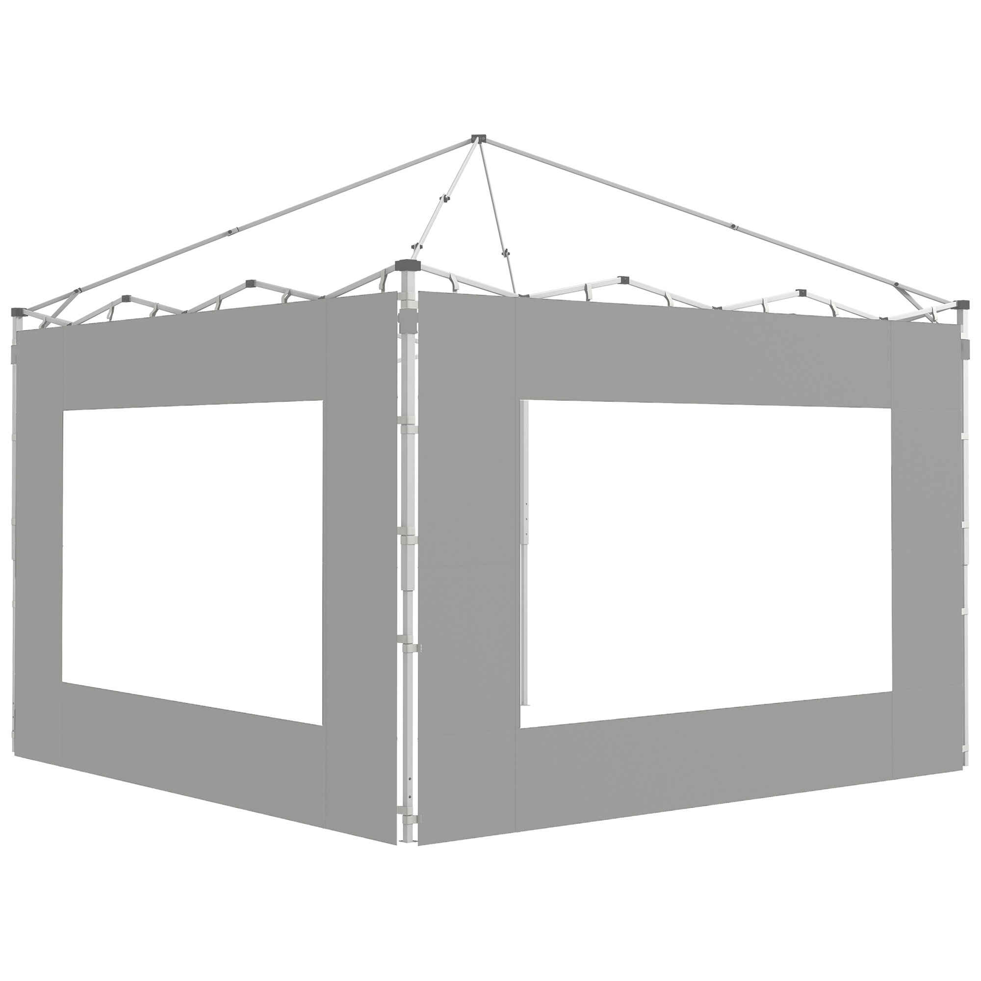 Paredes Laterales para Carpa de 2 Paneles 295x195 cm Paredes Laterales de Repuesto de Tela con Ventana para Carpas de 6x3 m 3x3 m Gris