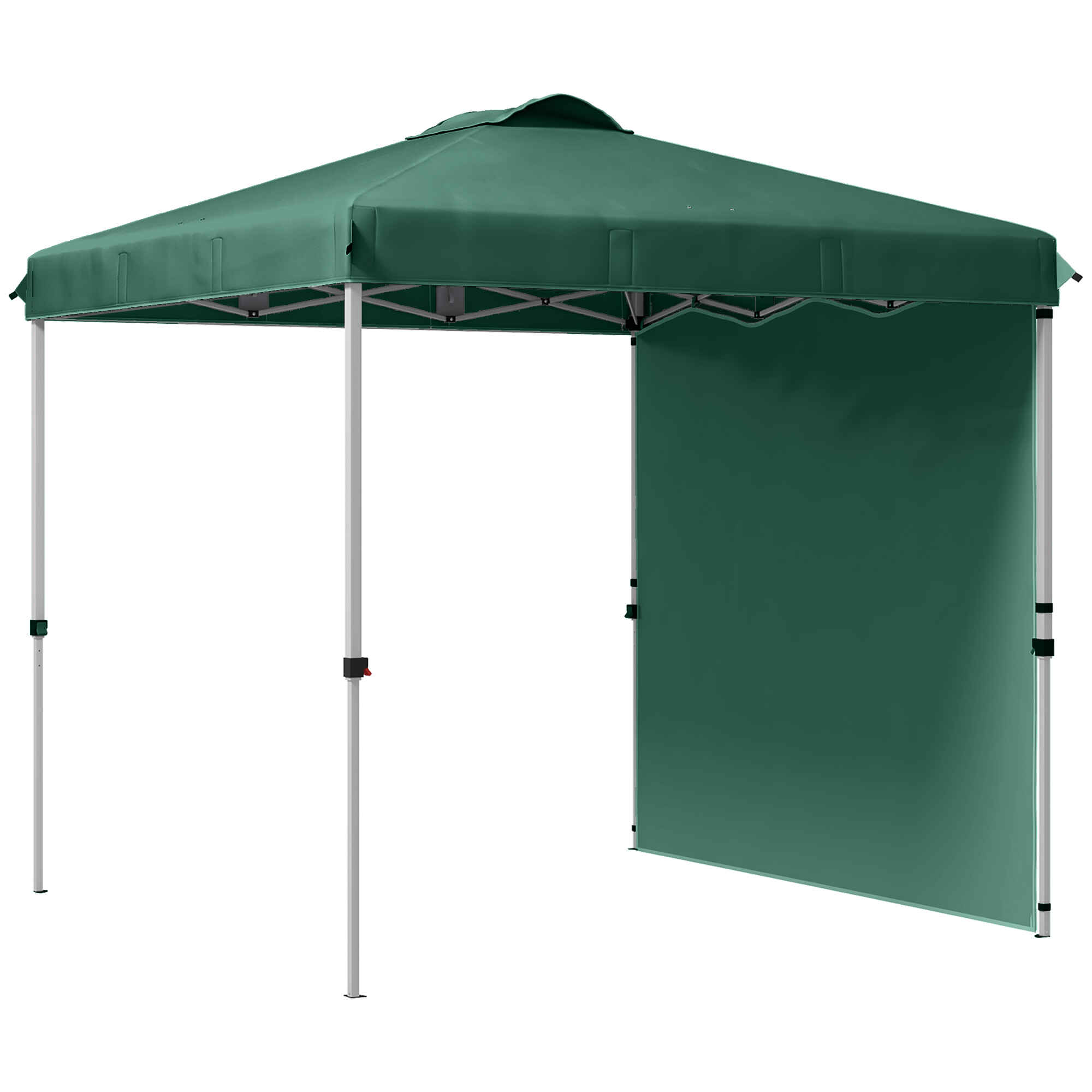 Carpa Plegable 2,5x2,5 m Cenador de Jardín con 1 Pared Lateral Altura Ajustable en 3 Niveles Anti-UV Impermeable y Bolsa de Arena Gazebo para Exterior Camping Fiestas Verde