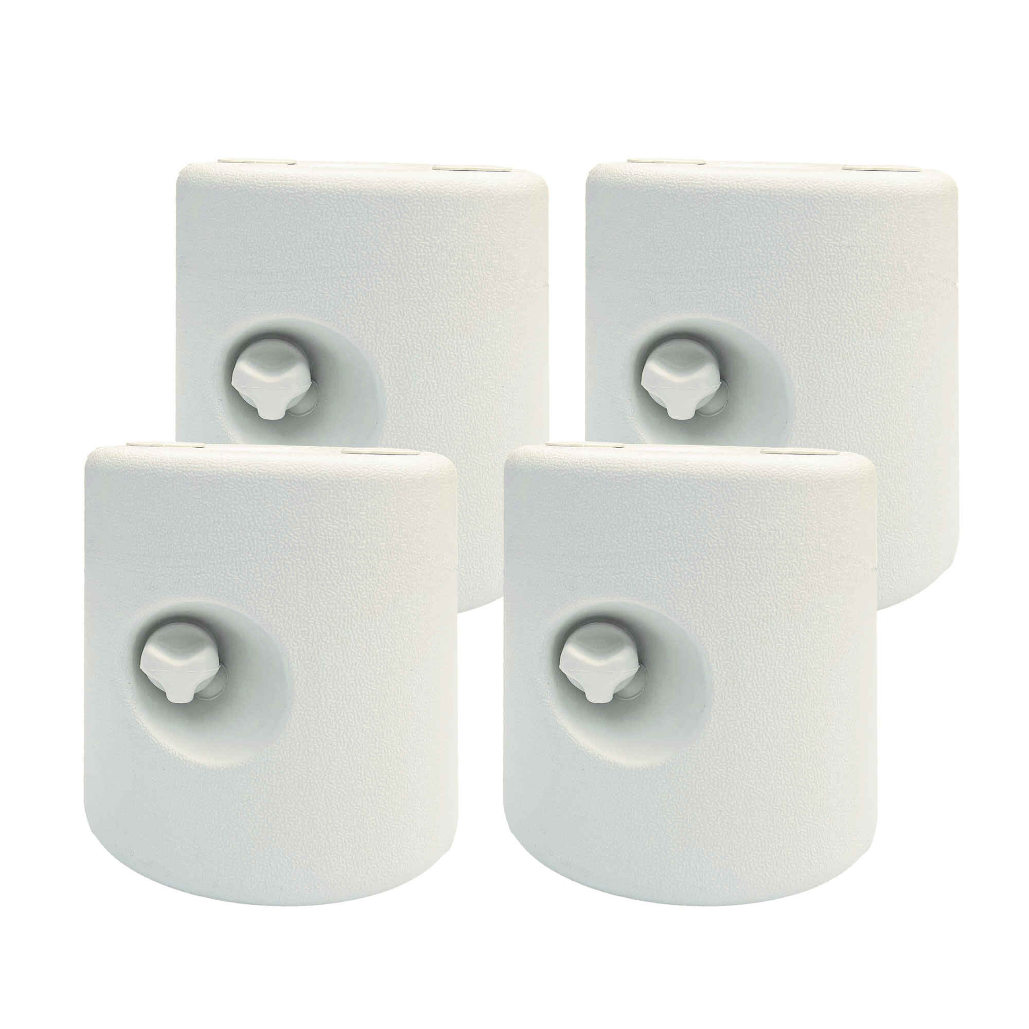 Pack de 4 Pesos para Carpas Plegables Soportes Rellenables con 9,2 kg de Agua o 12 kg de Arena Pesos para Cenador con Perillas de Fijación Ø24x25,5 cm Blanco