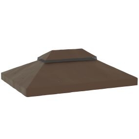 Techo de Repuesto para Cenador 4x3 m Cubierta de Repuesto con Techo Doble con Mosquitera Protección UV 30+ Toldo de Recambio para Pabellón Gazebo Café