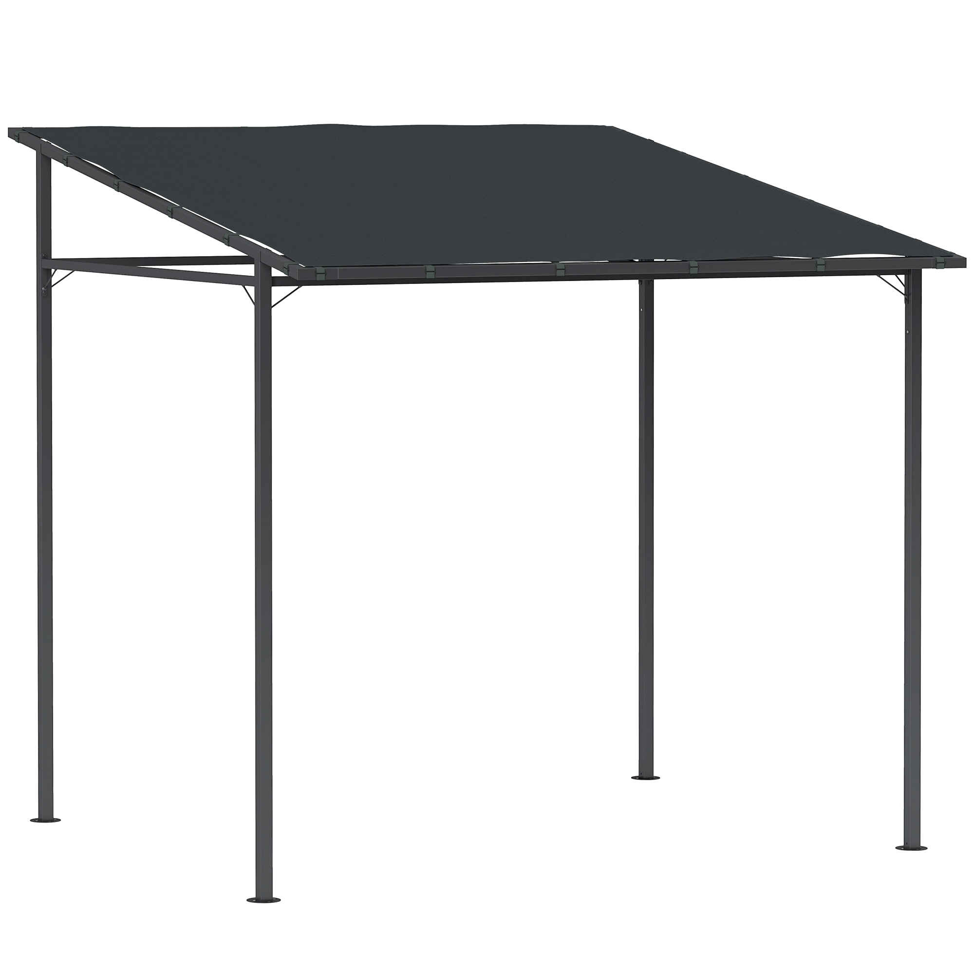 Pérgola de Pared 2,4x2,4 m Cenador de Jardín con Techo Inclinado Protección UV 30+ Impermeable y Marco de Metal para Patio Terraza Balcón Gris Oscuro
