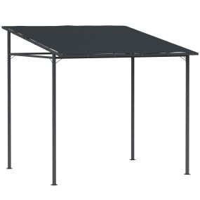 Pérgola de Pared 2,4x2,4 m Cenador de Jardín con Techo Inclinado Protección UV 30+ Impermeable y Marco de Metal para Patio Terraza Balcón Gris Oscuro