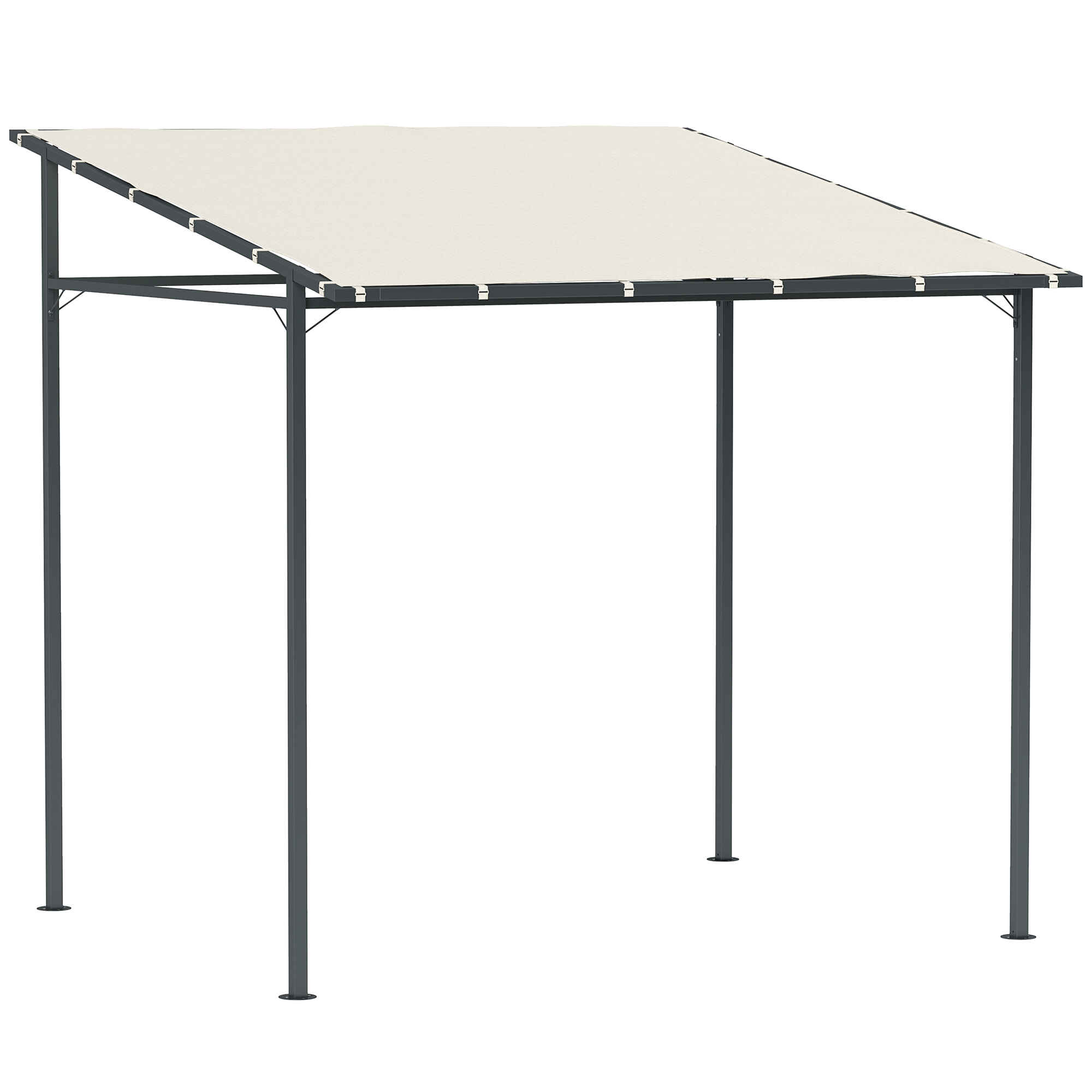 Pérgola de Pared 2,4x2,4 m Cenador de Jardín con Techo Inclinado Protección UV 30+ Impermeable y Marco de Metal para Patio Terraza Balcón Crema