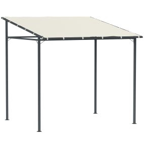 Pérgola de Pared 2,4x2,4 m Cenador de Jardín con Techo Inclinado Protección UV 30+ Impermeable y Marco de Metal para Patio Terraza Balcón Crema