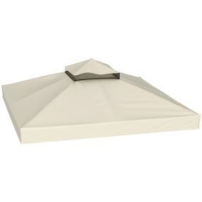 Techo de Repuesto para Cenador 3x3 m Cubierta de Repuesto 370g/㎡ con Techo Doble con Mosquitera Protección UV 30+ Toldo de Recambio para Pabellón Gazebo Crema