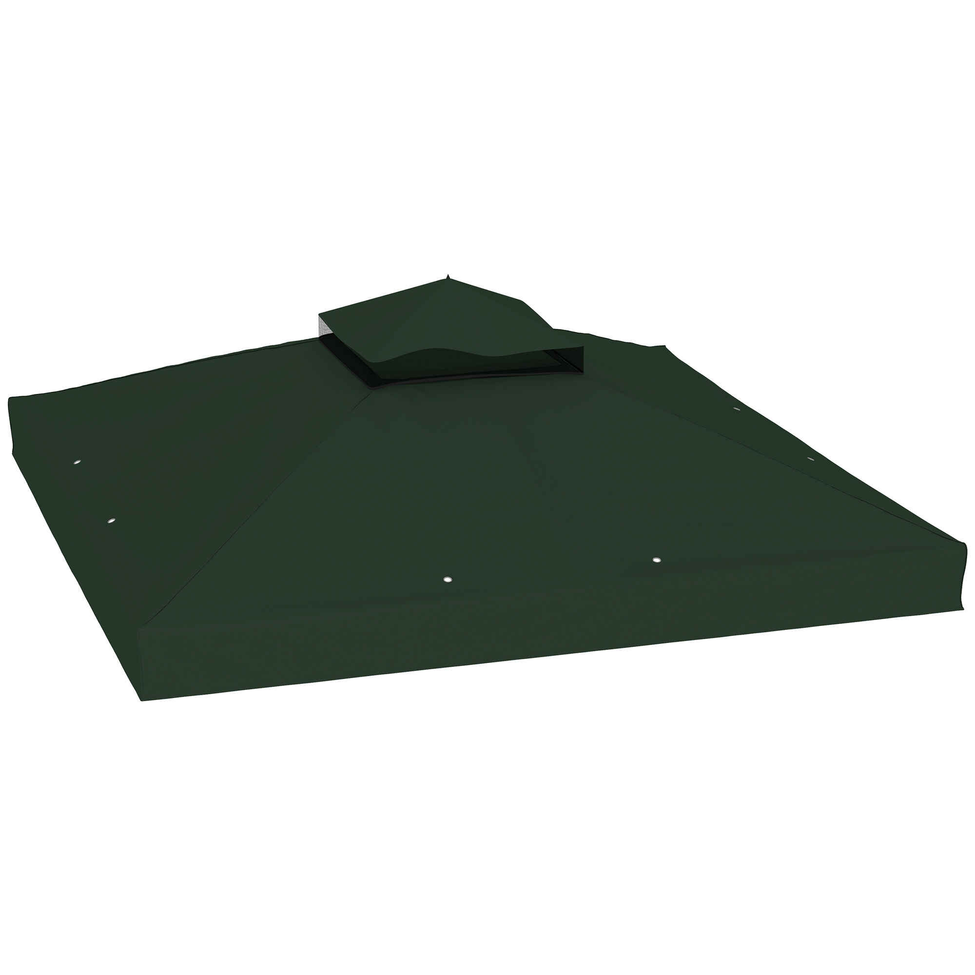 Techo de Repuesto para Cenador 3x3 m Cubierta de Repuesto con Techo Doble con Mosquitera Protección UV 30+ Toldo de Recambio para Pabellón Gazebo Verde