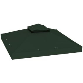 Techo de Repuesto para Cenador 3x3 m Cubierta de Repuesto con Techo Doble con Mosquitera Protección UV 30+ Toldo de Recambio para Pabellón Gazebo Verde