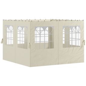4 Paredes Laterales para Cenador 3x3 m Laterales de Carpa con Ganchos 8 Ventanas Protección UV Reemplazo Lateral para Carpa de Jardín Exterior Fiesta Crema