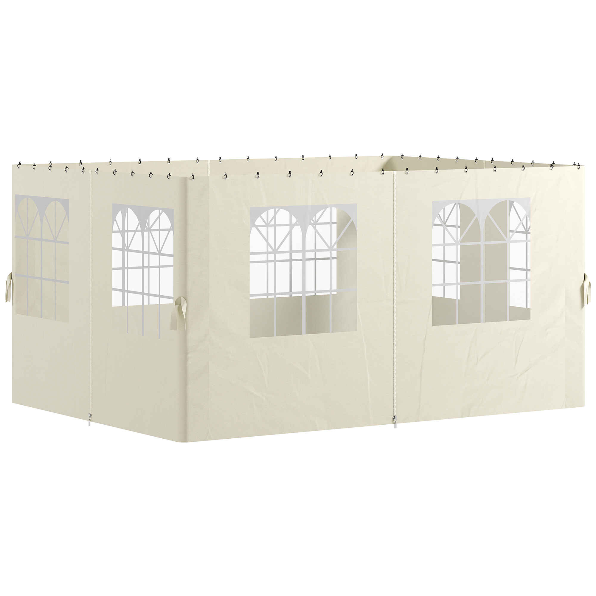 4 Paredes Laterales para Cenador 3x4 m Laterales de Carpa con Ganchos 8 Ventanas Protección UV Reemplazo Lateral para Carpa de Jardín Exterior Fiesta Crema