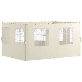 4 Paredes Laterales para Cenador 3x4 m Laterales de Carpa con Ganchos 8 Ventanas Protección UV Reemplazo Lateral para Carpa de Jardín Exterior Fiesta Crema