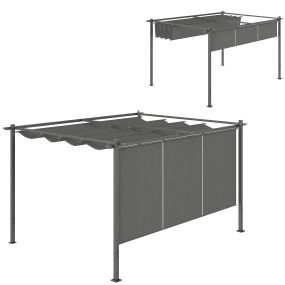 Pérgola con Techo Retráctil Pérgola de 4x3 m Cenador de Pared o Independiente con Laterales Enrollables Protección UV30+ Pabellón para Jardín Patio Terraza Exterior Gris