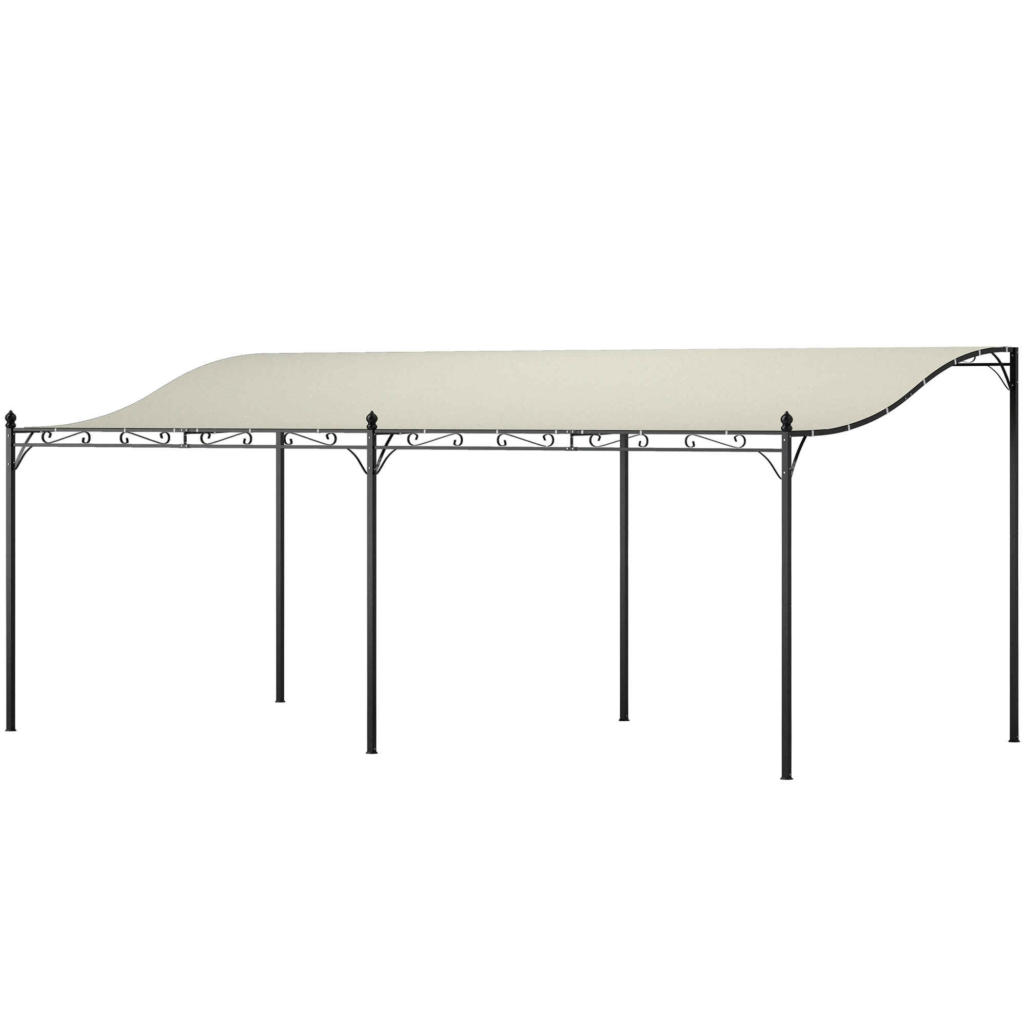 Pérgola de Pared 6x3 m Cenador Gazebo con Techo de Poliéster Impermeable y Estructura Metálica Pabellón para Patio Terraza Balcón Crema
