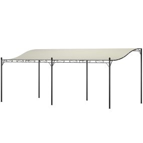 Pérgola de Pared 6x3 m Cenador Gazebo con Techo de Poliéster Impermeable y Estructura Metálica Pabellón para Patio Terraza Balcón Crema