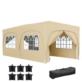 Carpa Plegable Gazabo 3x6 m con Paneles Laterales UPF50+ Cenador Pabellón de Jardín con Altura Ajustable y Bolsa de Transporte para Camping Fiestas Patio Terraza Arena