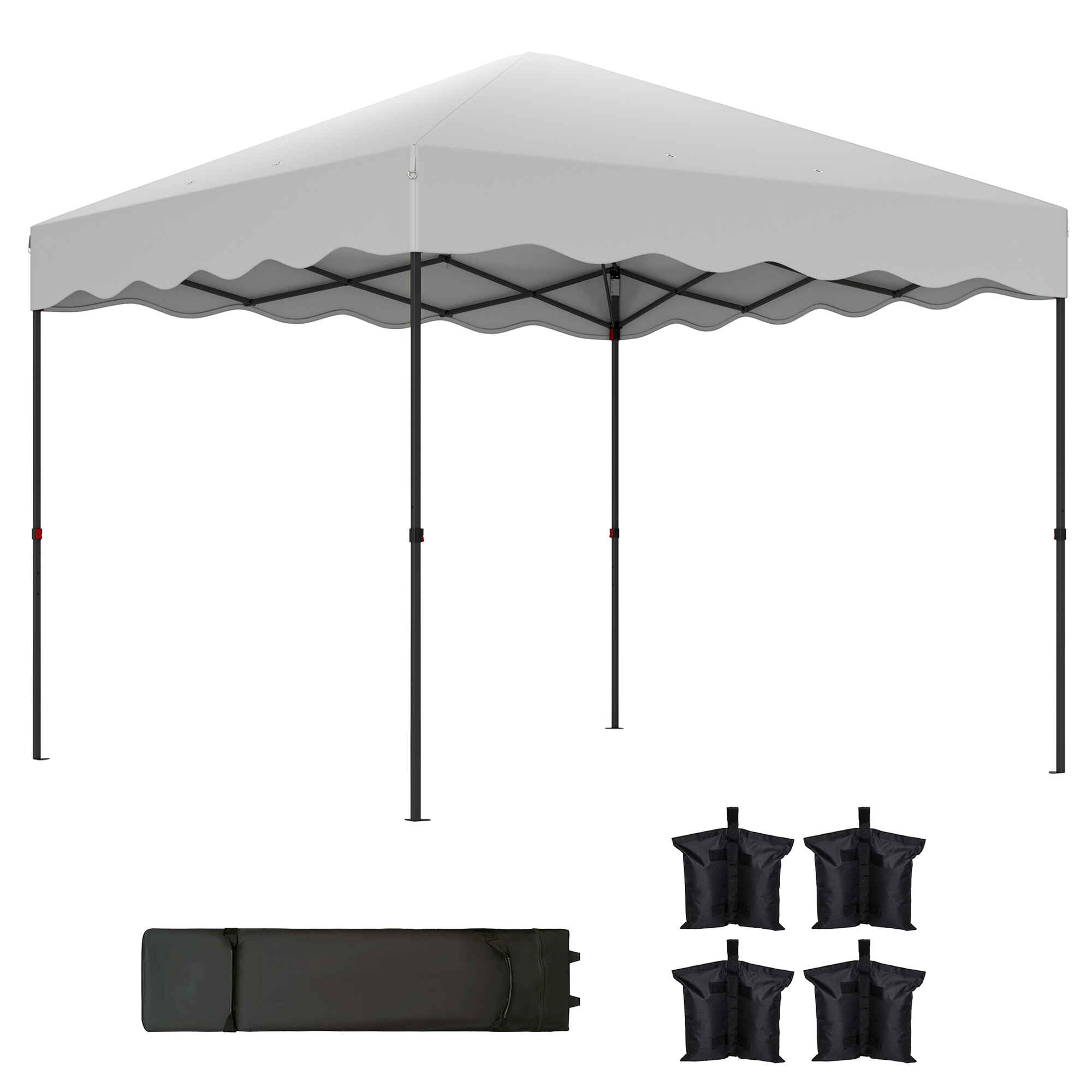 Carpa Plegable Pop-up Gazebo 3x3 m Cenador Plegable con Protección UV 50+ Altura Ajustable Bolsa de Arena y Bolsa con Ruedas para Camping Fiestas Blanco