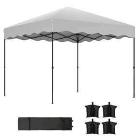 Carpa Plegable Pop-up Gazebo 3x3 m Cenador Plegable con Protección UV 50+ Altura Ajustable Bolsa de Arena y Bolsa con Ruedas para Camping Fiestas Blanco