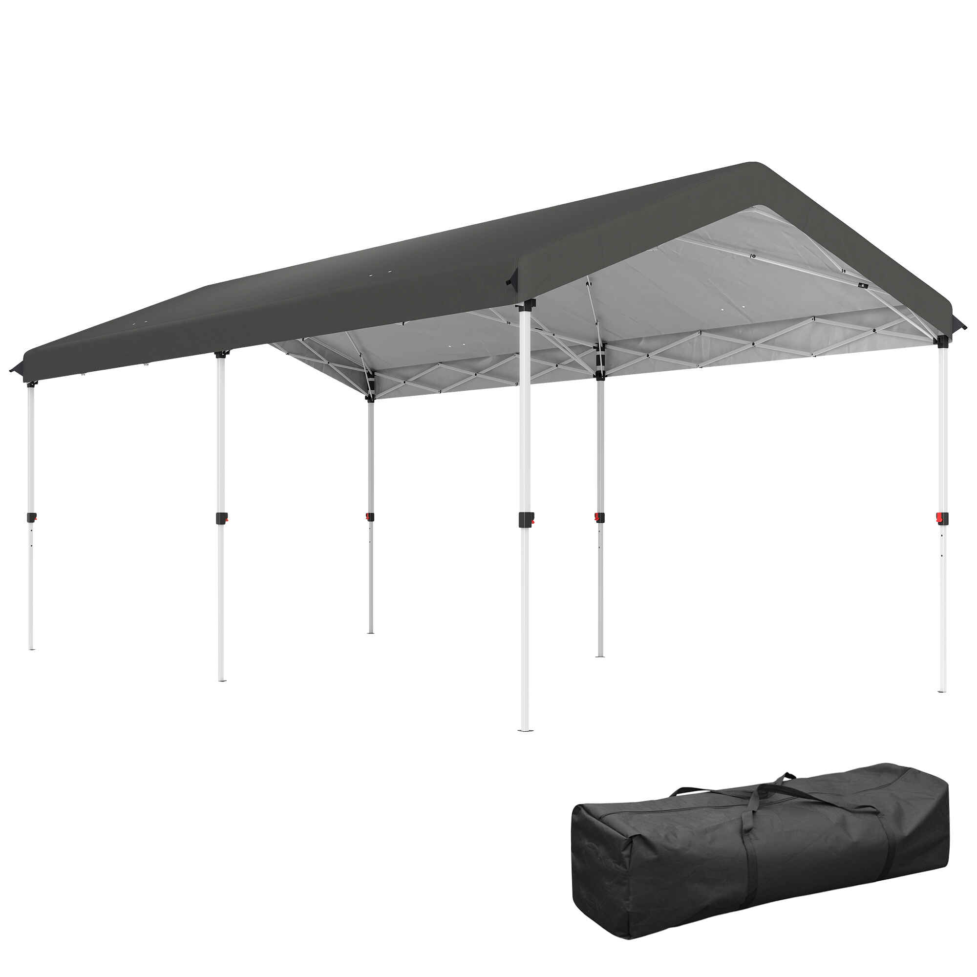 Carpa Plegable 6x3 m Cenador de Jardín con Altura Ajustable en 3 Niveles Protección UV50+ Impermeable y Bolsa de Transporte Gazebo para Exterior Fiestas Camping Gris Oscuro